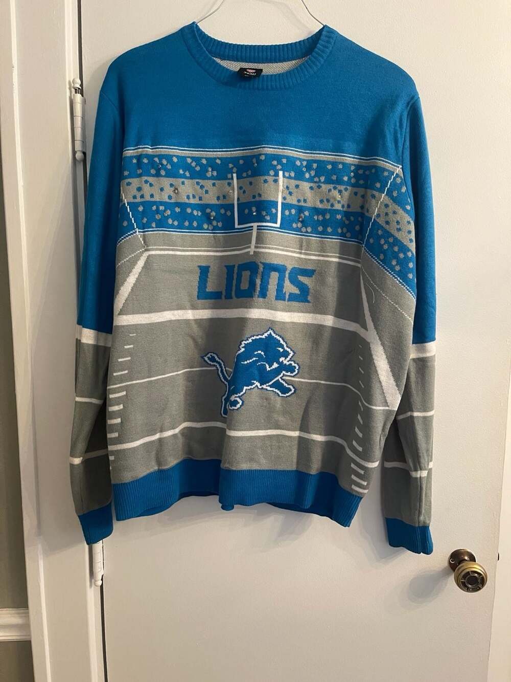 NFL Team Apparel Detroit Lions Light Up Ugly Sweater Size 2XL